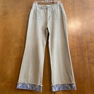 Khaki Wide Leg Easel Los Angeles 4-Pocket Pant w/Reverse Pasley Cuff